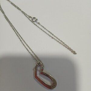 Silver CZ Heart Pendant 18" chain New